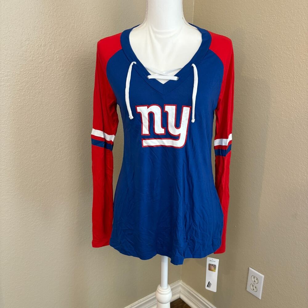 NFL Team Apparel New York Giants Women Football Shirt Size M Top V-Neck NWT